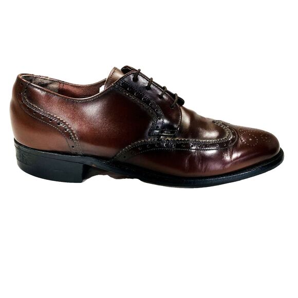 Weyenberg Massagic Vintage Shoes Wingtip Brogue Derby 8 Brown Leather 442881 - Picture 8 of 16